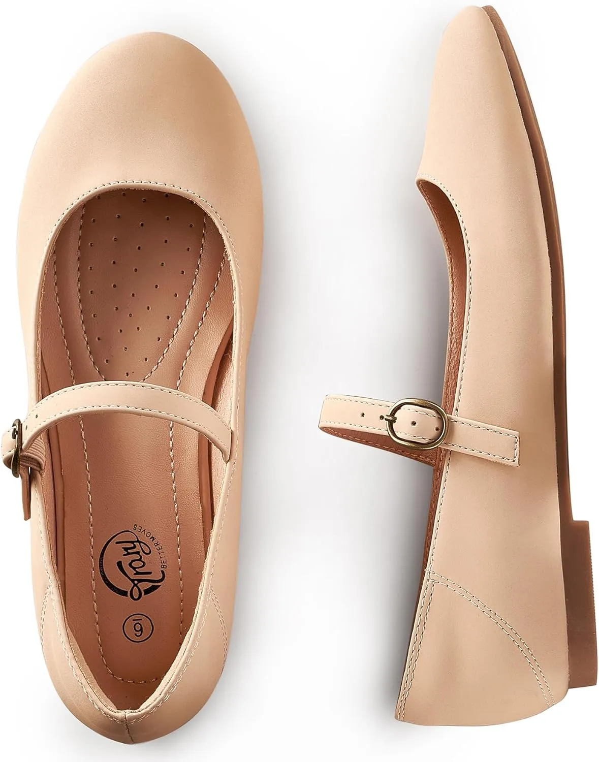 Trary Mary Jane Ballet Flats, Black Flats for Women, Ankle Strap Dressy Comfortable Flats