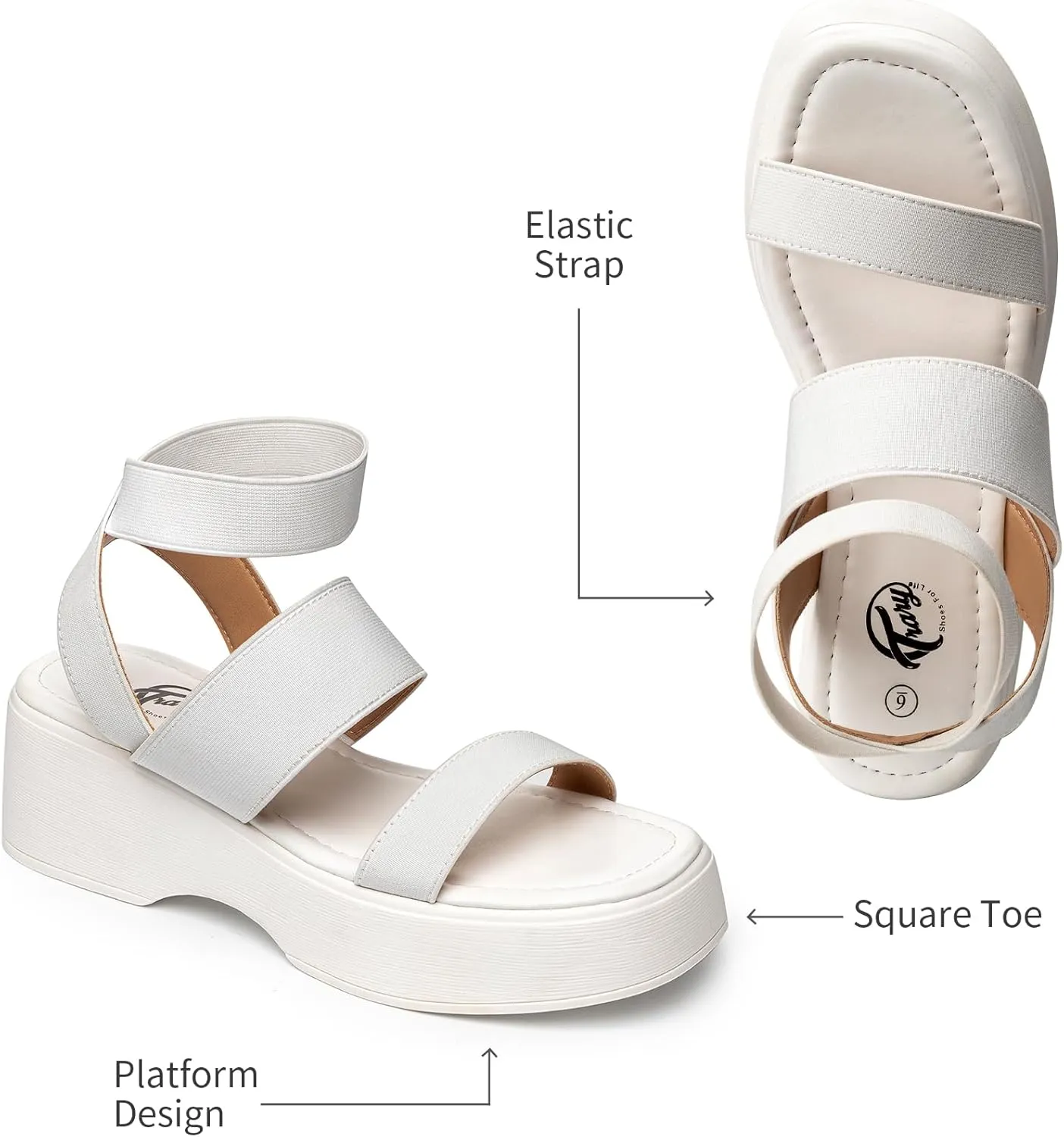 Trary Wedge Sandals for Women, Sandals for Women Dressy Summer, Cute Open Toe Platform Sandals, Lightweight Elastic Ankle Strap Sandals, Womens Heeled Sandals, Comfortable Beach Sandals, Summer Sandals for Women 2023