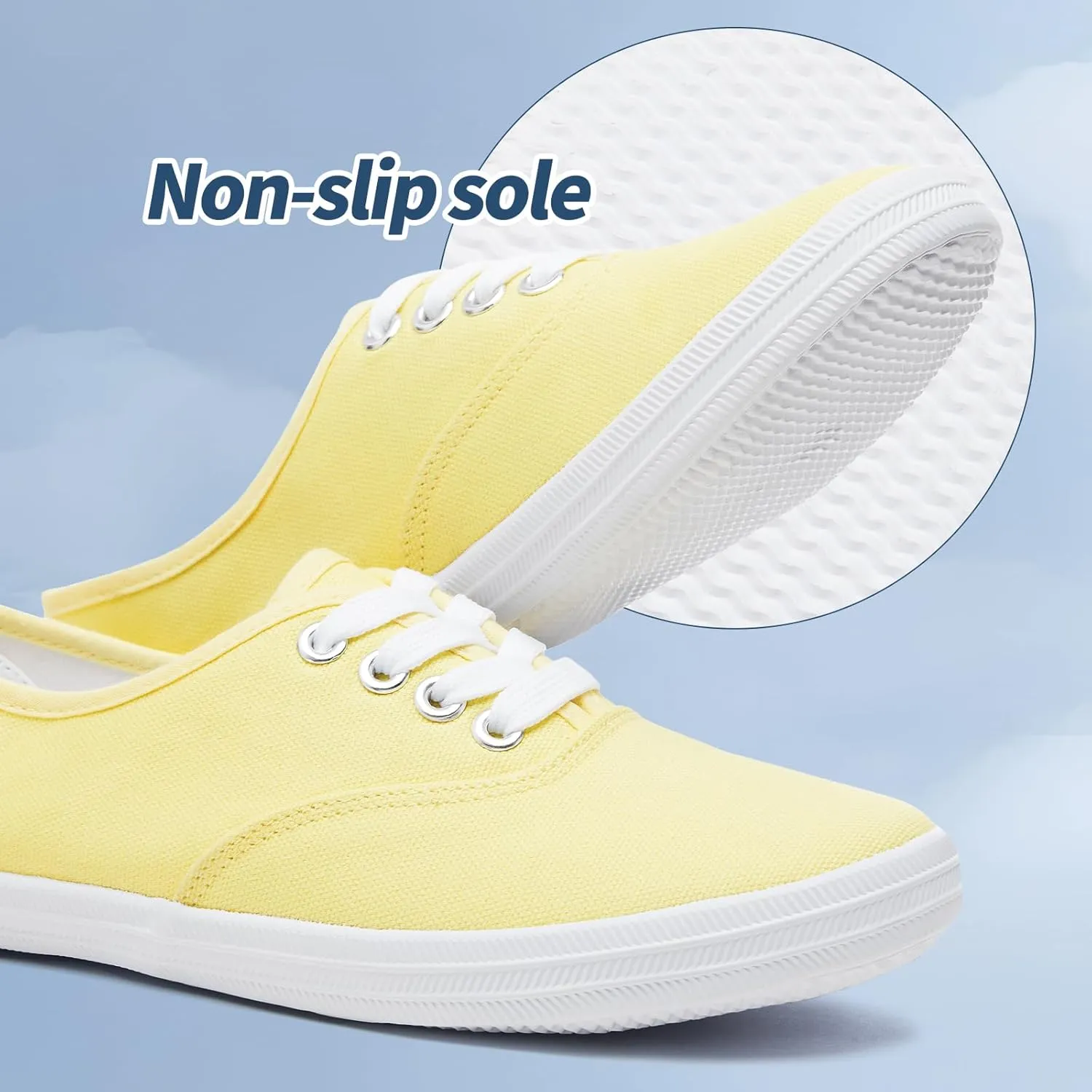 TUOPIN Womens White Canvas Sneakers Low Top Lace-up Canvas Shoes Lightweight Casual Tennis Shoes