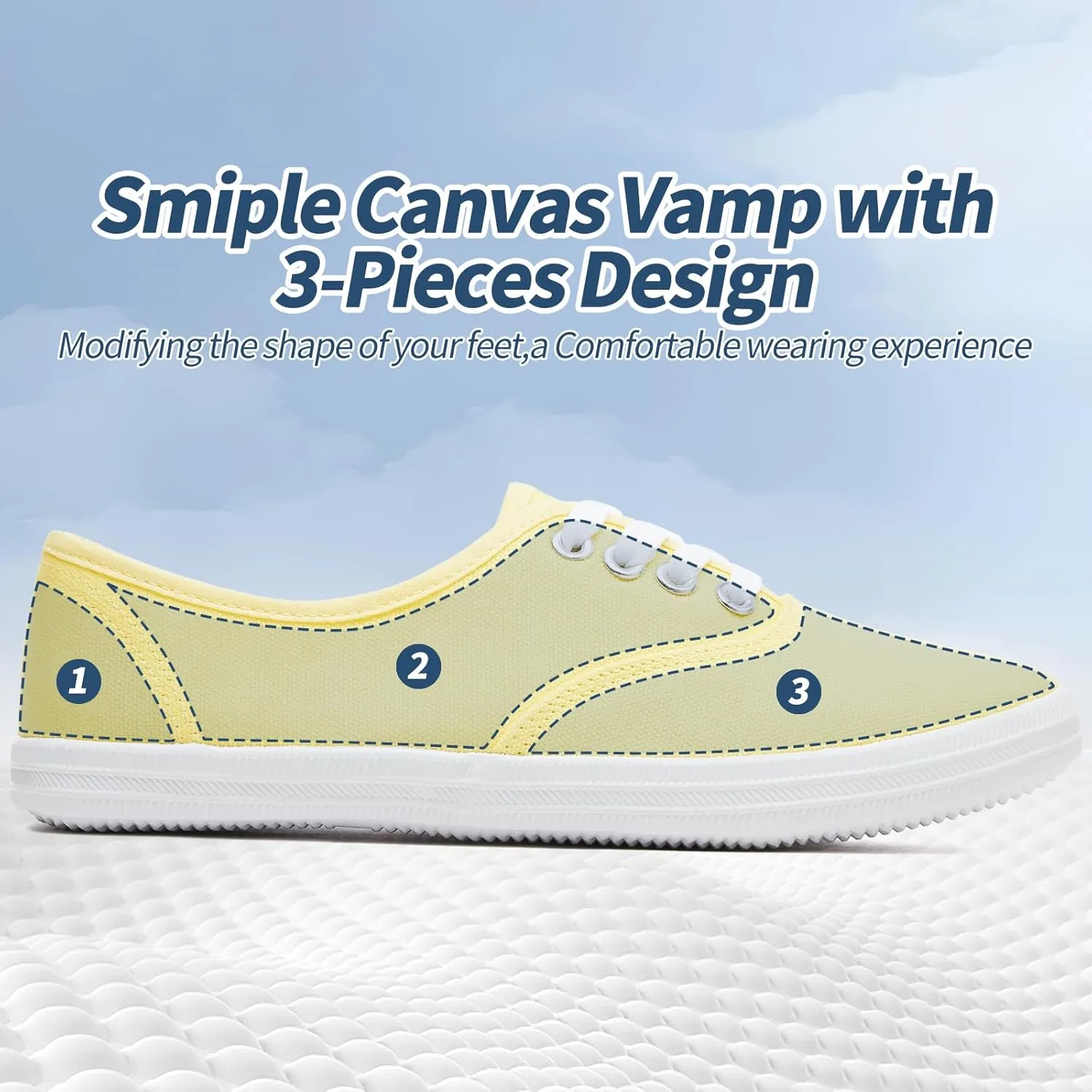 TUOPIN Womens White Canvas Sneakers Low Top Lace-up Canvas Shoes Lightweight Casual Tennis Shoes