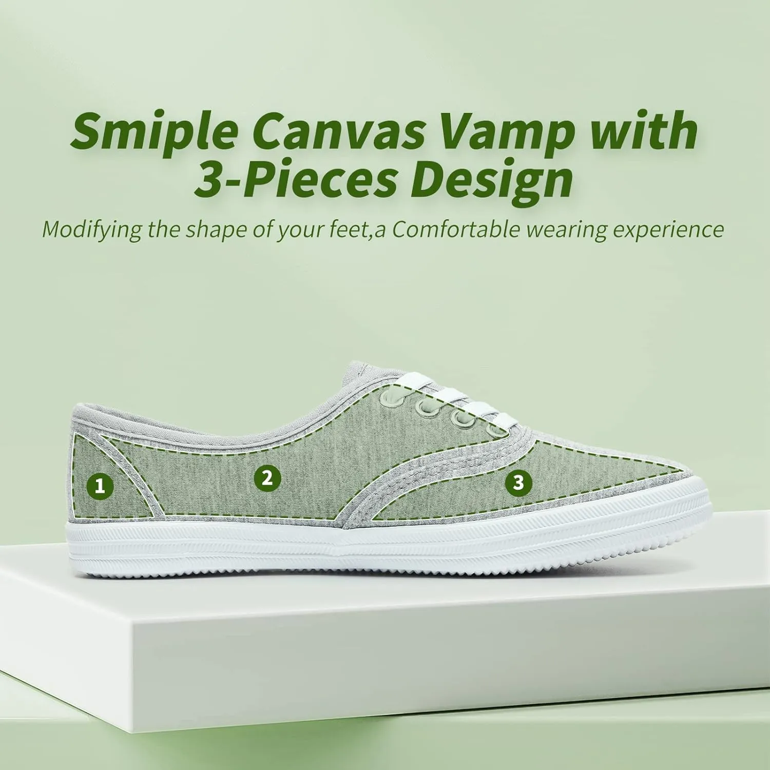 TUOPIN Womens White Canvas Sneakers Low Top Lace-up Canvas Shoes Lightweight Casual Tennis Shoes