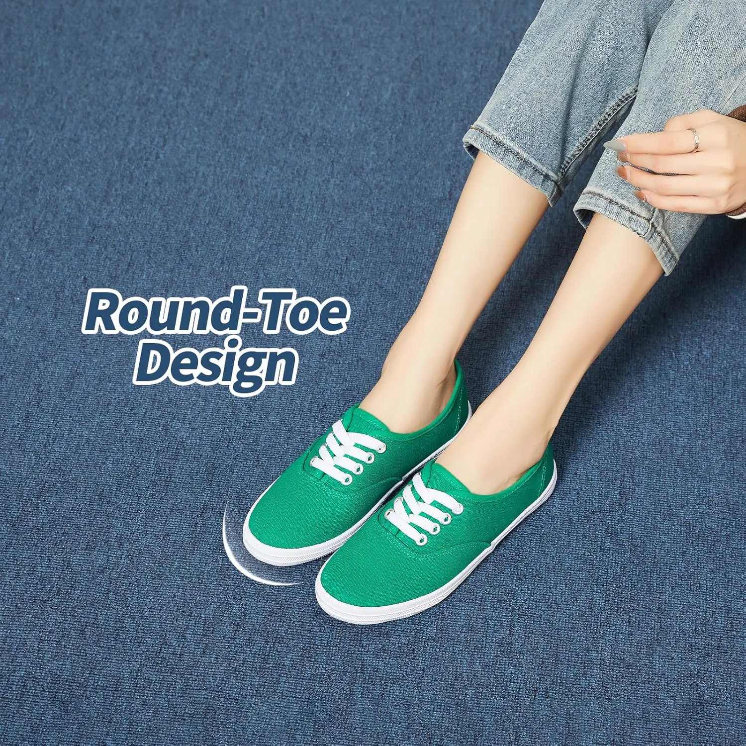 TUOPIN Womens White Canvas Sneakers Low Top Lace-up Canvas Shoes Lightweight Casual Tennis Shoes