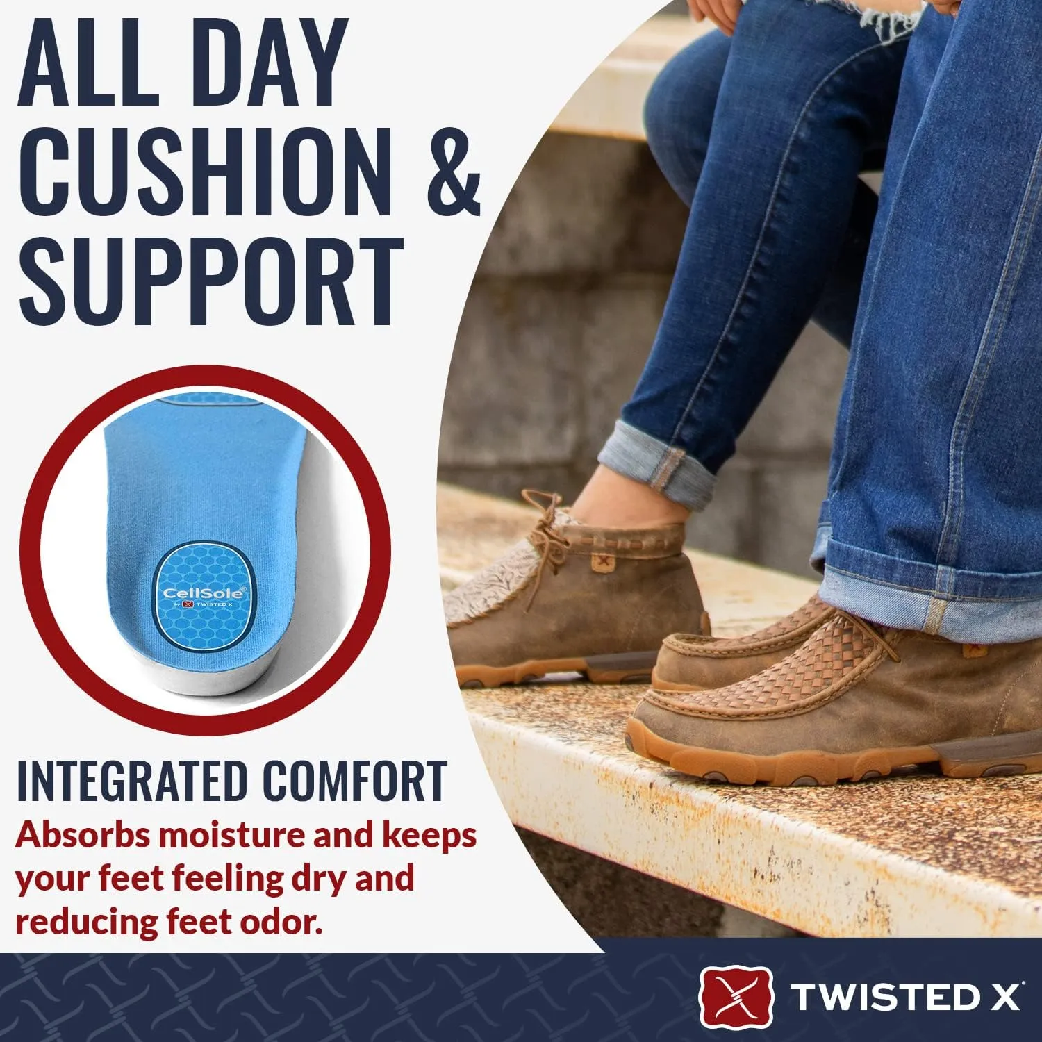 Twisted X Men’s Cellsole Square Toe Boot and Work Boot Footbed Inserts for All Day Comfort and Support, 11