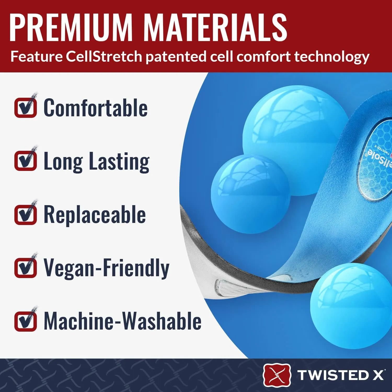 Twisted X Men’s Cellsole Square Toe Boot and Work Boot Footbed Inserts for All Day Comfort and Support, 11