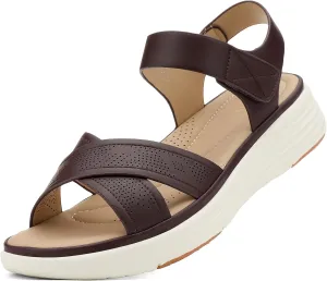 UBFEN Womens Platform Sandals Comfortable Lightweight Walking Ankle Strap Casual Low Wedge Sandals