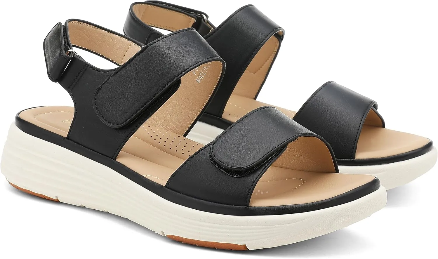 UBFEN Womens Platform Sandals Wedge Walking Comfortable Casual Adjustable Strap Lightweight Open Toe