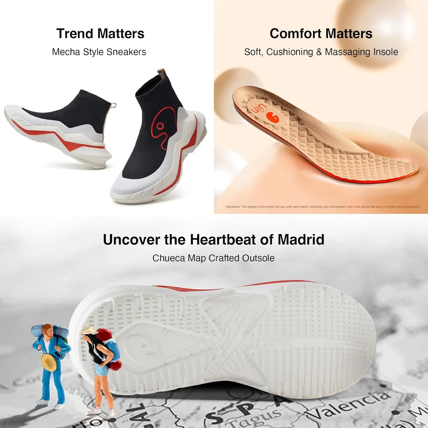 UIN Men's Chunky Fashion Sneakers Walking Casual Comfortable Art Painted Travel Designer Dad Shoes Chueca