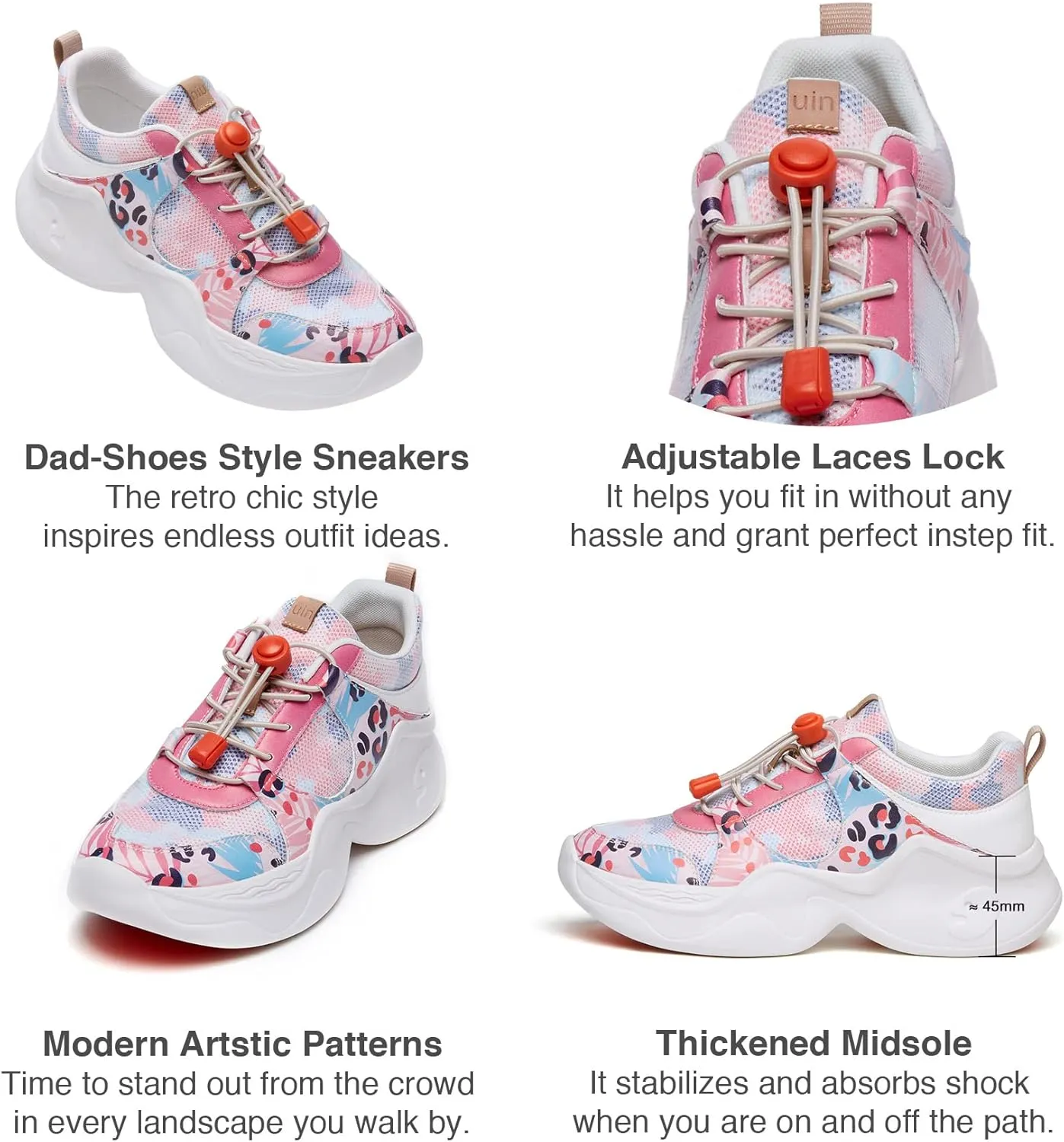 UIN Women's Chunky Fashion Sneakers Walking Casual Comfortable Art Painted Travel Dad Shoes Palma (5)