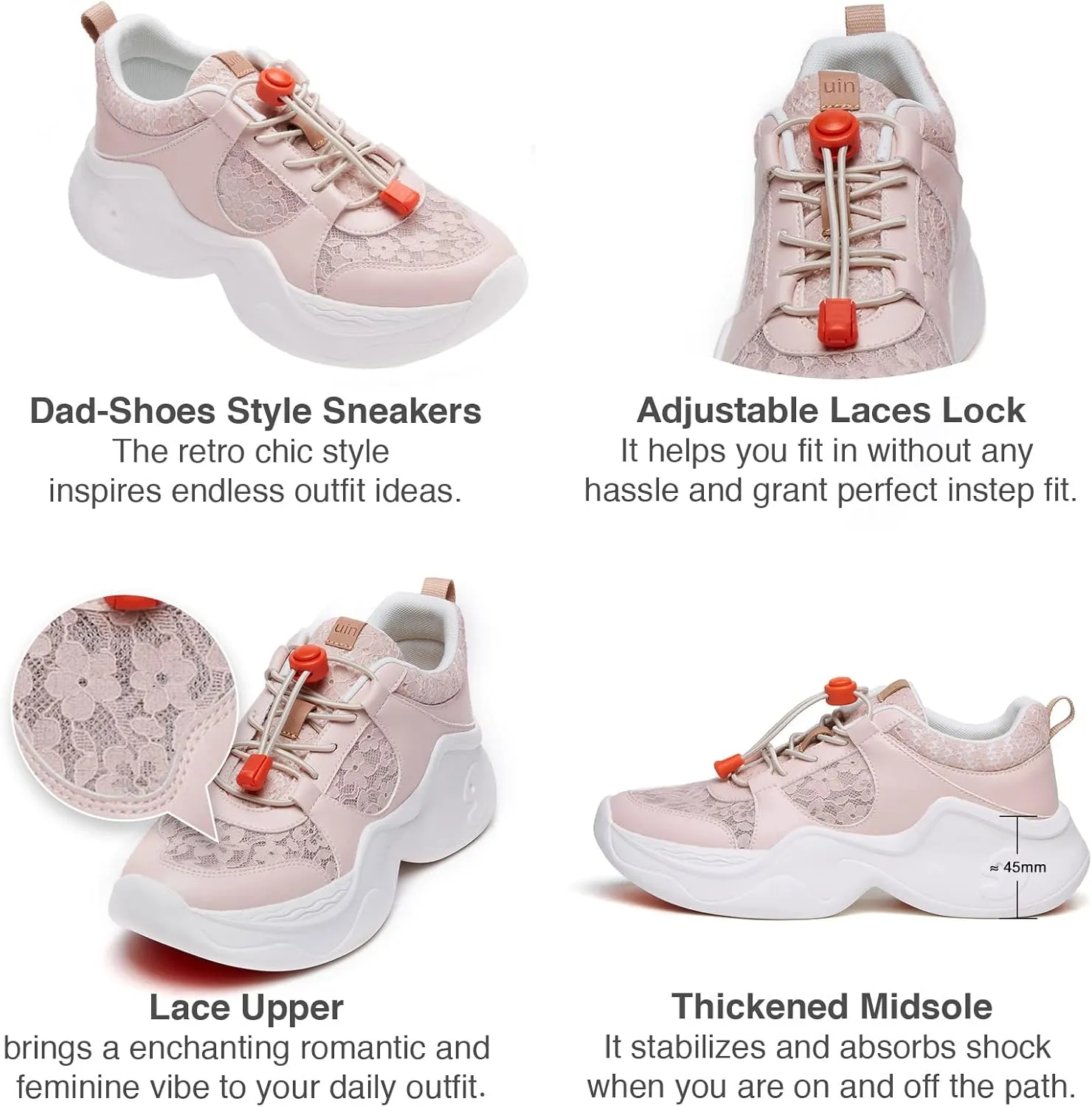 UIN Women's Chunky Fashion Sneakers Walking Casual Comfortable Art Painted Travel Dad Shoes Palma (5)