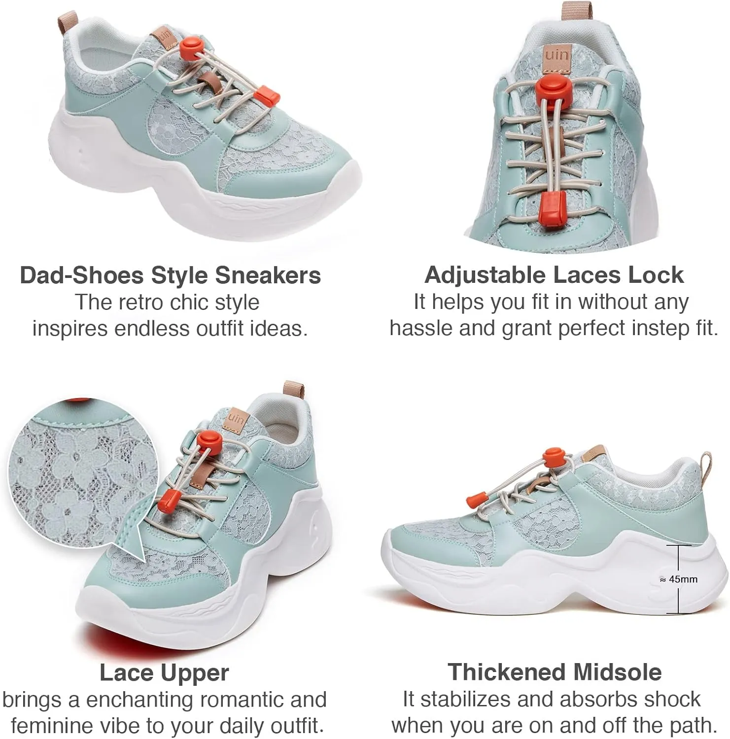 UIN Women's Chunky Fashion Sneakers Walking Casual Comfortable Art Painted Travel Dad Shoes Palma (5)