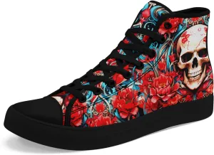 Unisex Skull High Tops for Women Cool Design Black Canvas Shoes Classic Lace Up Fashion Sneakers Streetwear