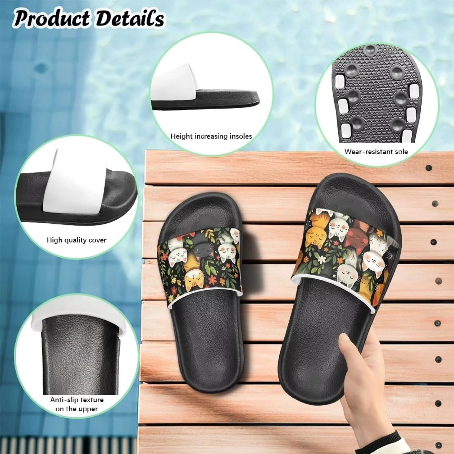 Unisex Slides for Girls Boys Comfortable Slippers Slides Non-slip Shower Shoes House Fashion Thick for Indoor & Outdoor Gifts