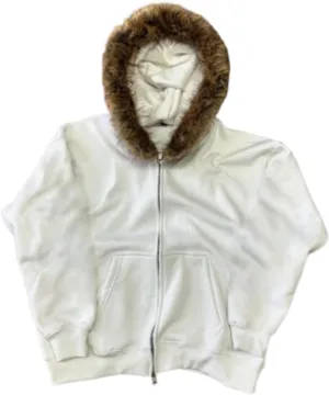Unisex Zip Up Hoodie Men Fur Hood Jacket Grunge 2000s Lightweight Vintage Cropped Sweatshirt Y2k Streetwear