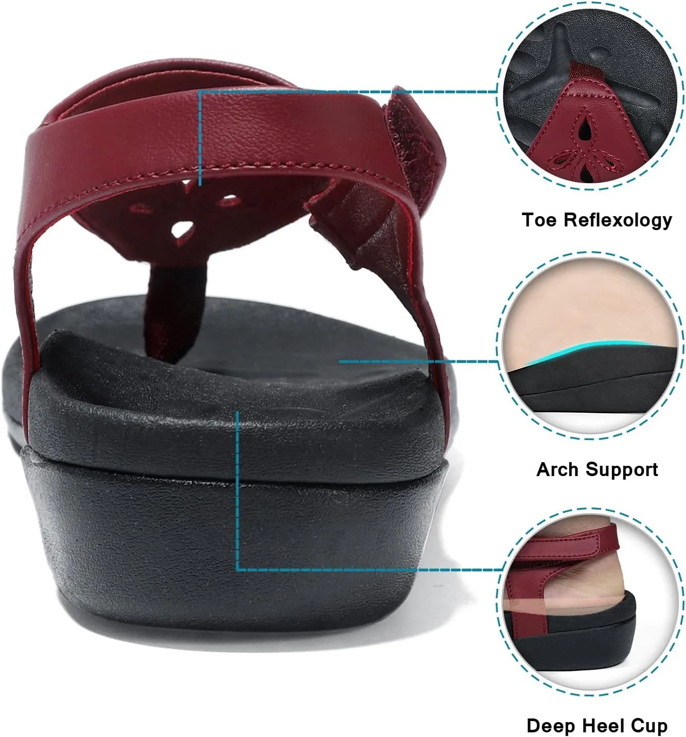 UTENAG Womens Arch Support Sandals Orthotic Thong Flip Flops