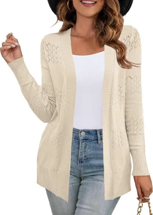U.Vomade Women's Sweaters Boho Long Sleeve Open Front Chunky Cable Knit Cardigan