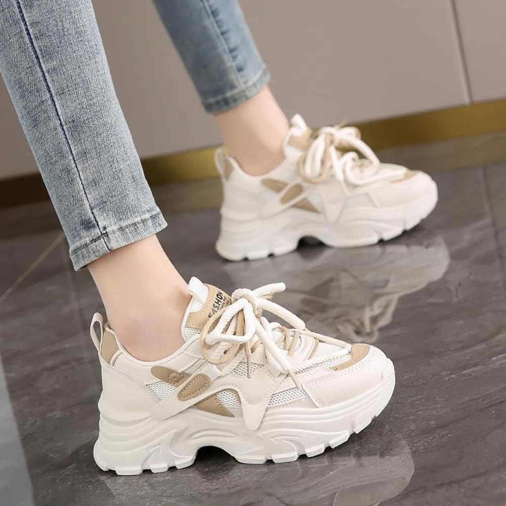 VAXAV Women's Fashion Breathable Mesh Platform Sneakers Casual Jogging Walking Shoes 5.5-8.5