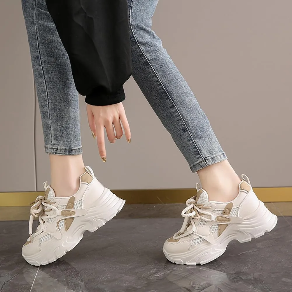VAXAV Women's Fashion Breathable Mesh Platform Sneakers Casual Jogging Walking Shoes 5.5-8.5