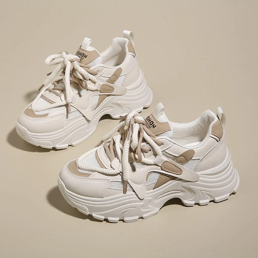 VAXAV Women's Fashion Breathable Mesh Platform Sneakers Casual Jogging Walking Shoes 5.5-8.5