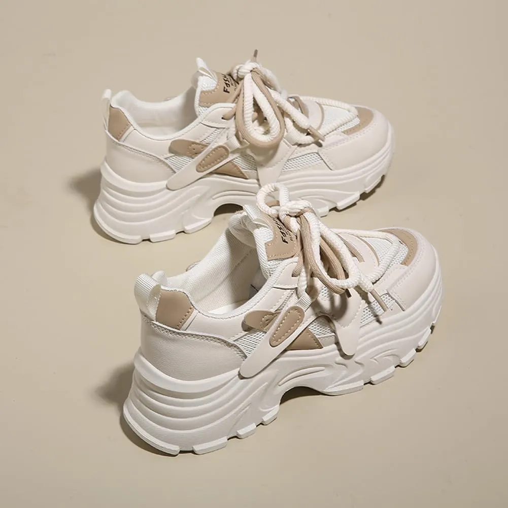VAXAV Women's Fashion Breathable Mesh Platform Sneakers Casual Jogging Walking Shoes 5.5-8.5