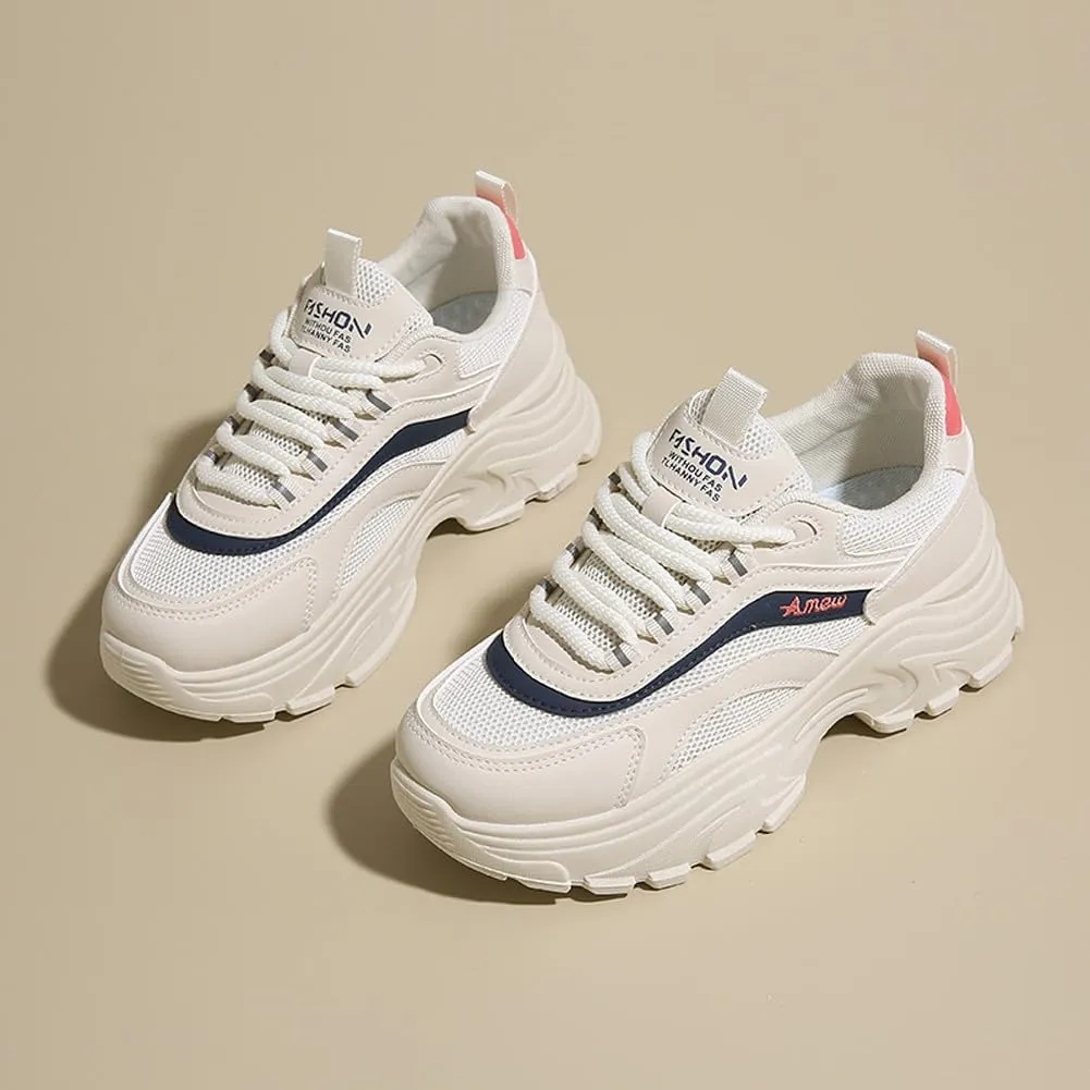 VAXAV Women's Stylish Chunky Shoes Breathable Mesh Platform Sneakers Casual Jogging Walking Shoes 5.5-8.5