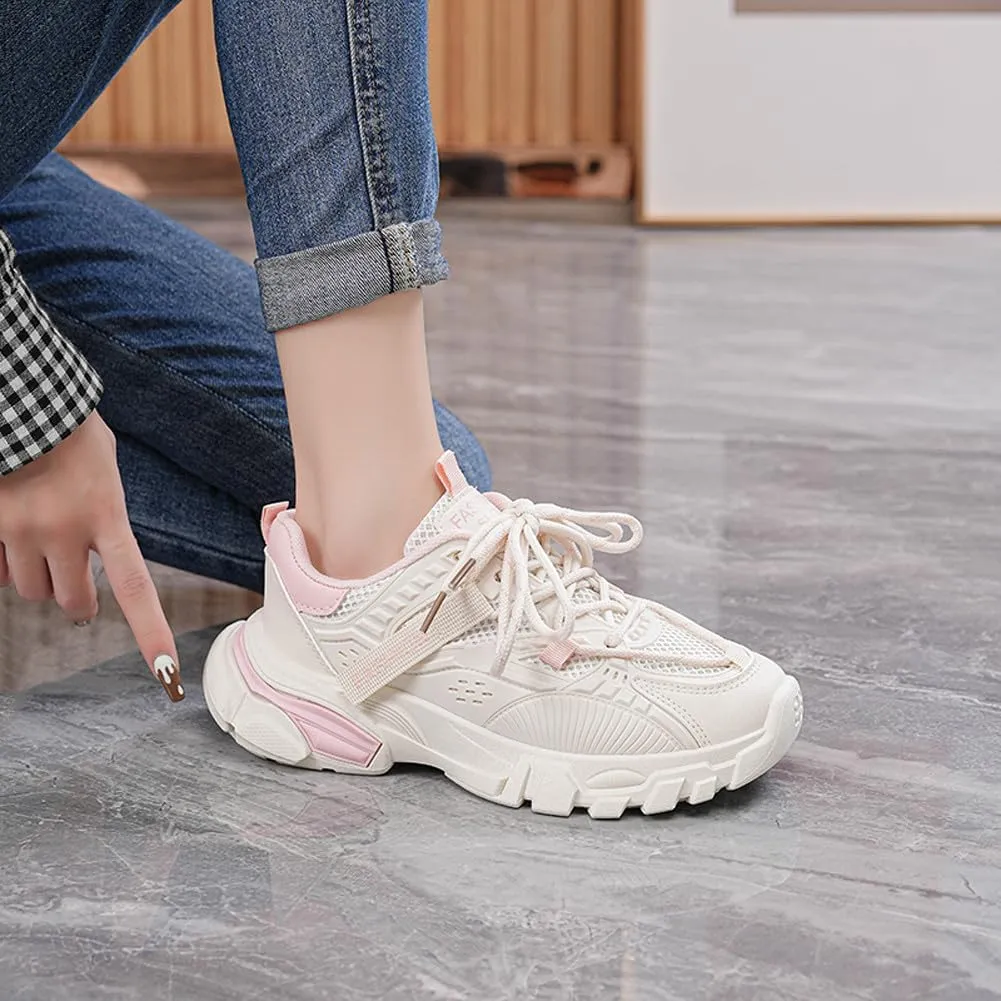 VAXAV Women's Stylish Chunky Shoes Breathable Mesh Platform Sneakers Casual Jogging Walking Shoes 5.5-8.5