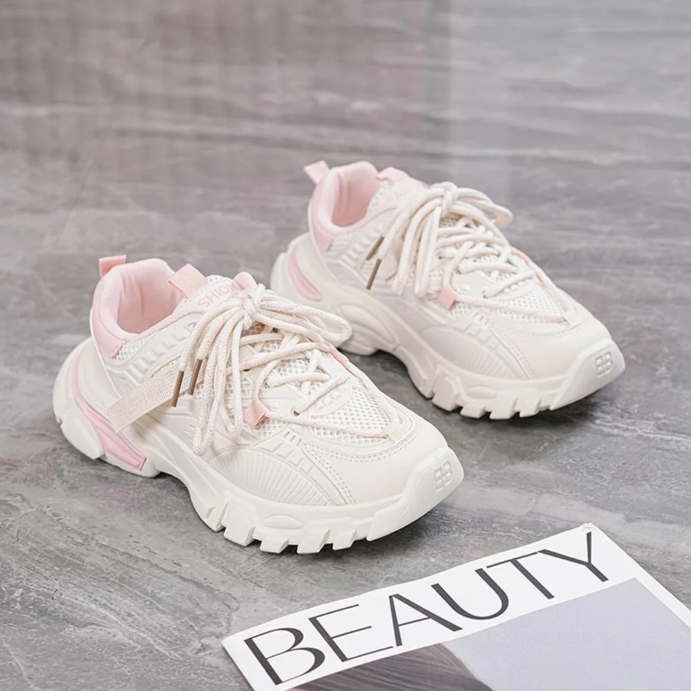 VAXAV Women's Stylish Chunky Shoes Breathable Mesh Platform Sneakers Casual Jogging Walking Shoes 5.5-8.5