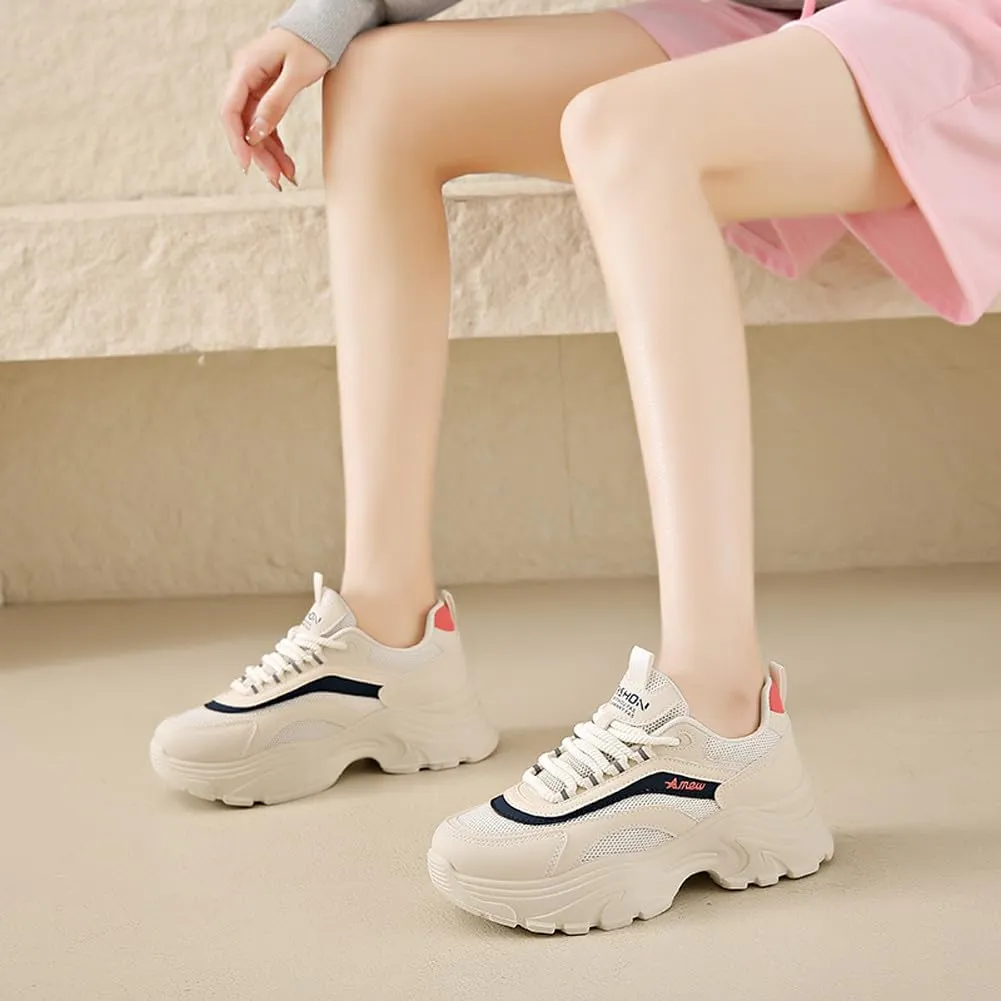 VAXAV Women's Stylish Chunky Shoes Breathable Mesh Platform Sneakers Casual Jogging Walking Shoes 5.5-8.5