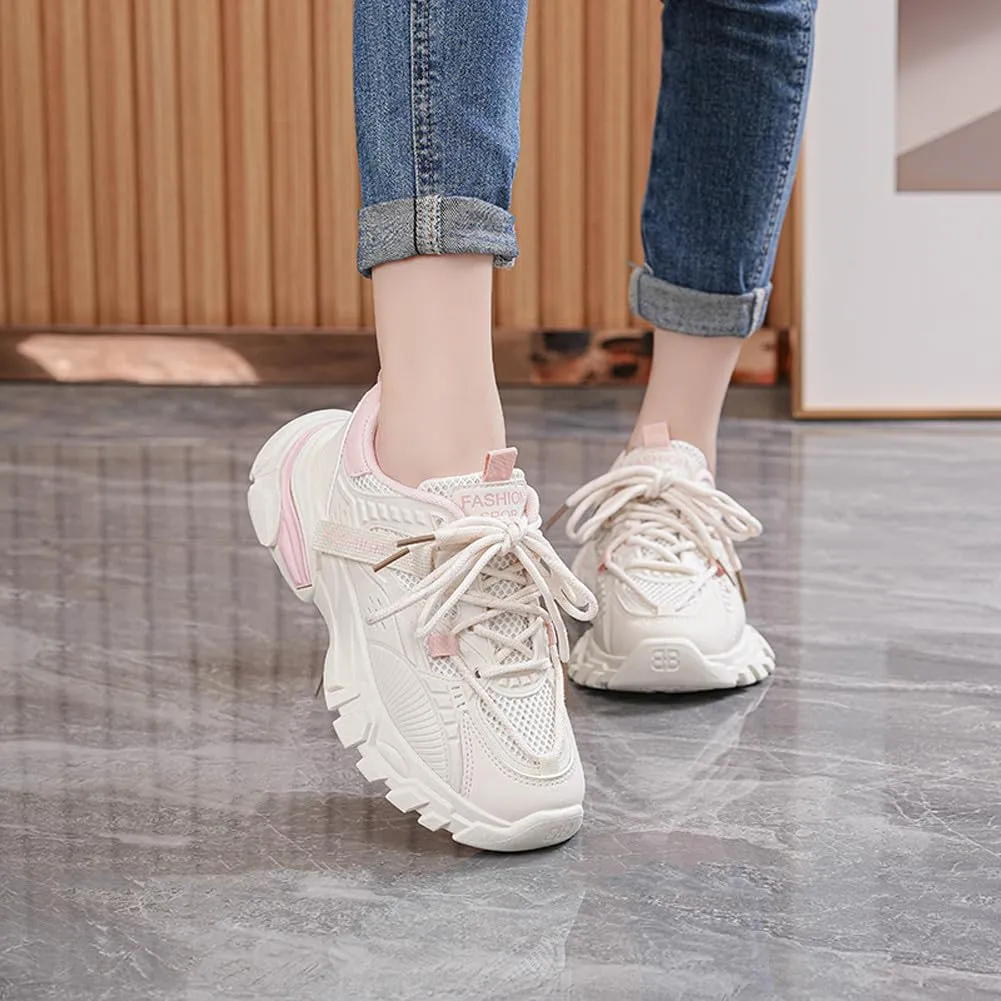 VAXAV Women's Stylish Chunky Shoes Breathable Mesh Platform Sneakers Casual Jogging Walking Shoes 5.5-8.5