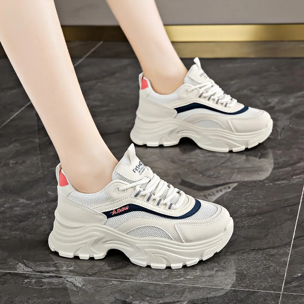 VAXAV Women's Stylish Chunky Shoes Breathable Mesh Platform Sneakers Casual Jogging Walking Shoes 5.5-8.5