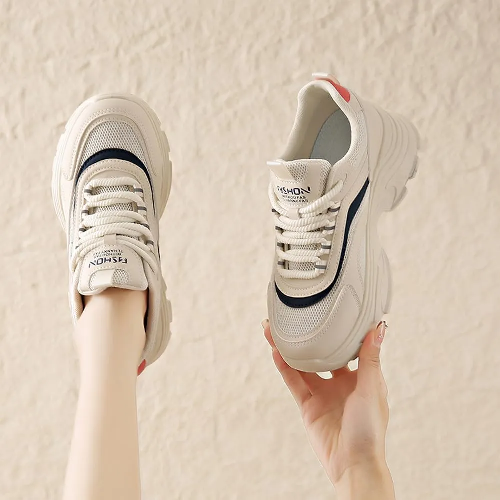 VAXAV Women's Stylish Chunky Shoes Breathable Mesh Platform Sneakers Casual Jogging Walking Shoes 5.5-8.5