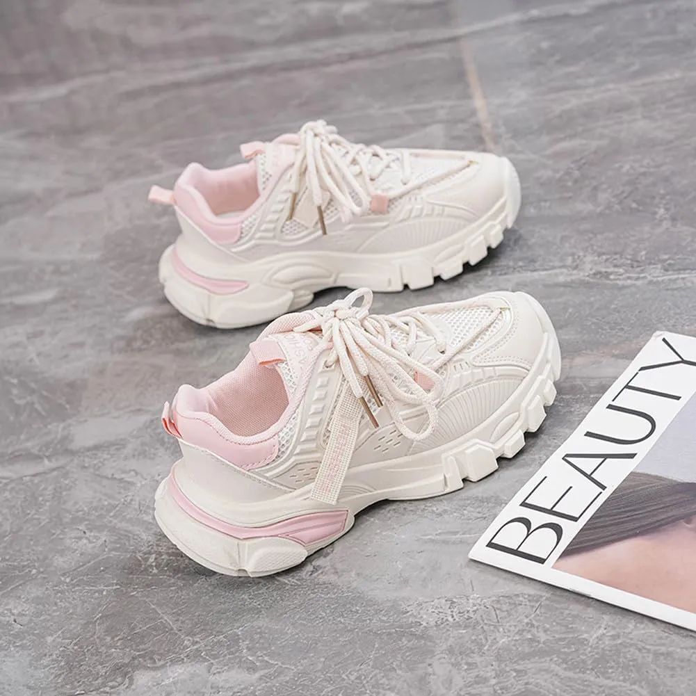 VAXAV Women's Stylish Chunky Shoes Breathable Mesh Platform Sneakers Casual Jogging Walking Shoes 5.5-8.5