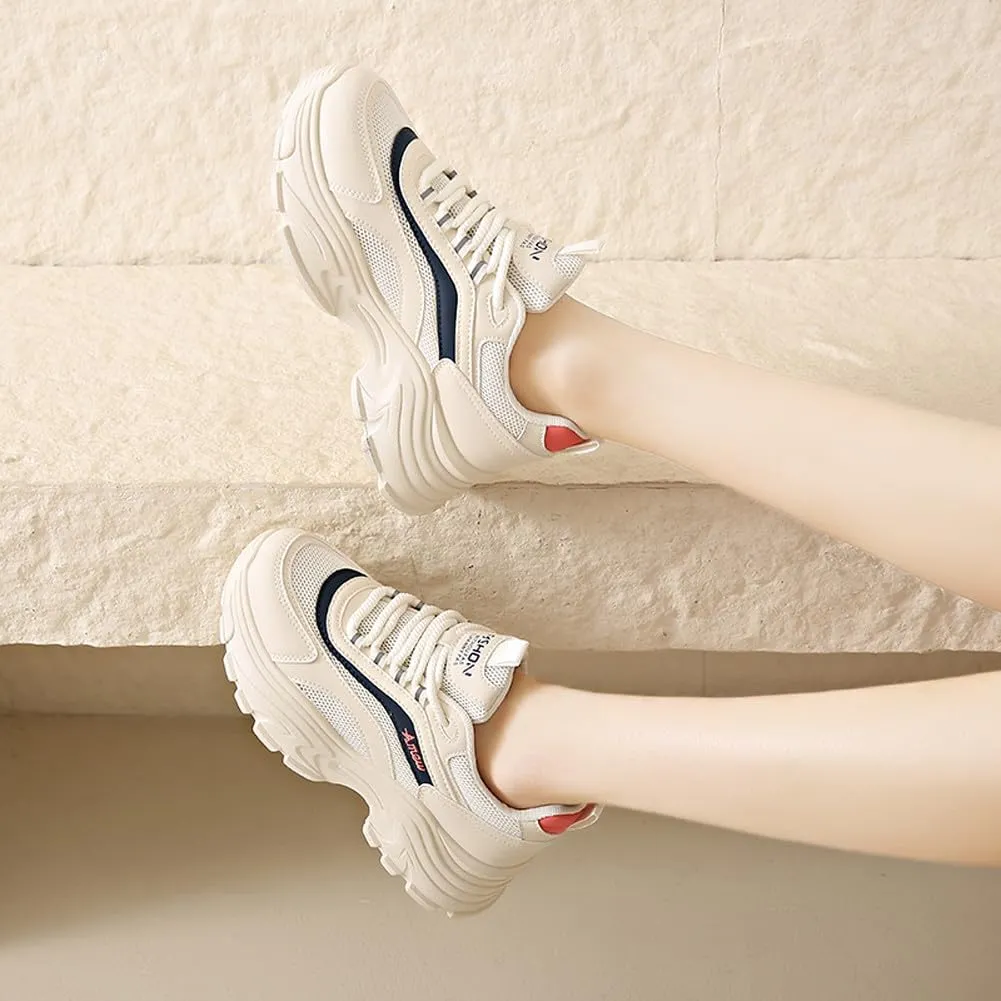 VAXAV Women's Stylish Chunky Shoes Breathable Mesh Platform Sneakers Casual Jogging Walking Shoes 5.5-8.5