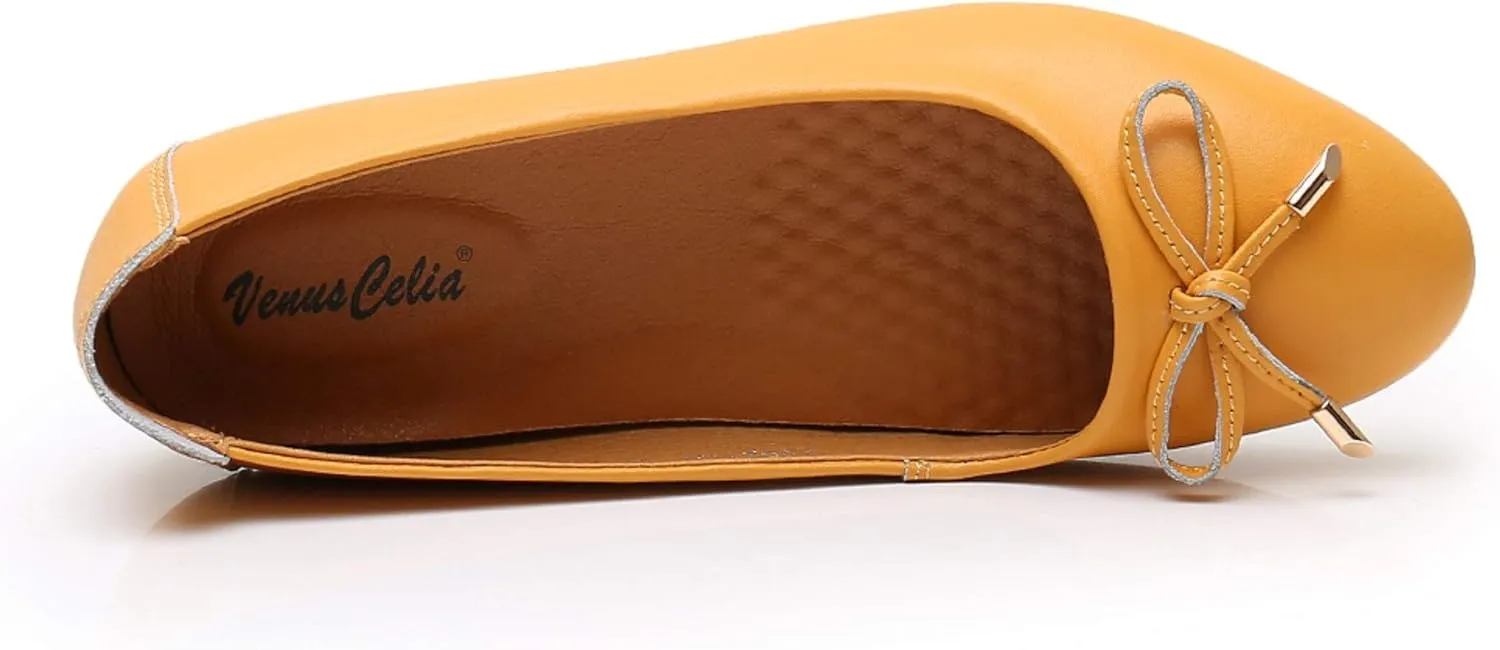 VenusCelia Women's Bowknot Ballet Dance Flat Shoe