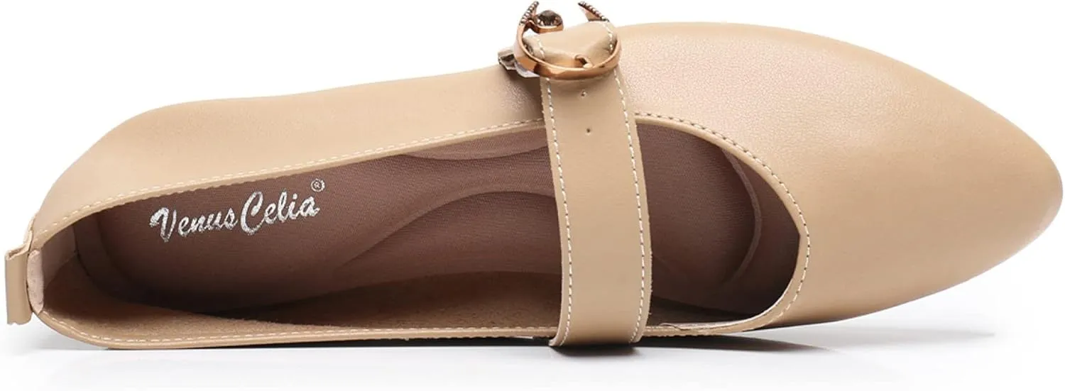 VenusCelia Women's Mary Jane Flat Shoe
