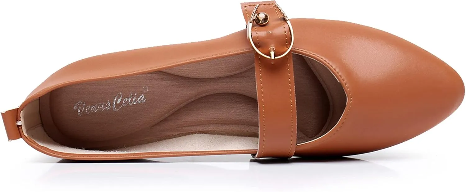 VenusCelia Women's Mary Jane Flat Shoe