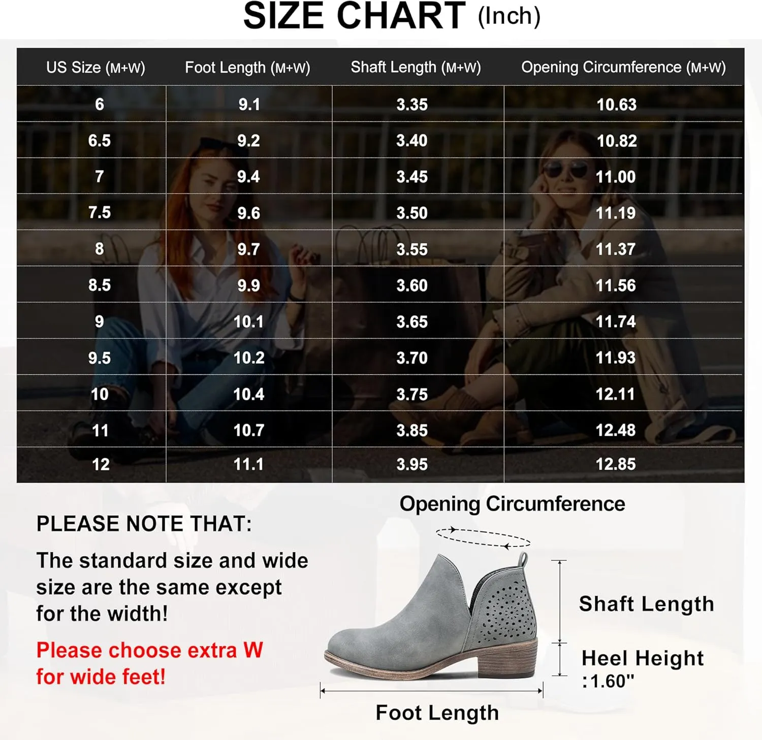 Vepose Women's Short Ankle Boots Low Heel, Western Cutout Perforated Booties