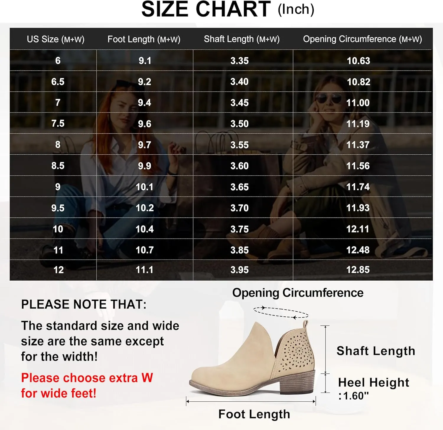 Vepose Women's Short Ankle Boots Low Heel, Western Cutout Perforated Booties