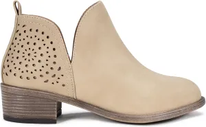Vepose Women's Short Ankle Boots Low Heel, Western Cutout Perforated Booties