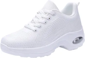 Vibrant Women's Footwear Stylish Athletic Shoes Thick Sole Non-Slip Bow tie Design Woven mesh Breathable and Comfortable Casual Ballerina Style () White