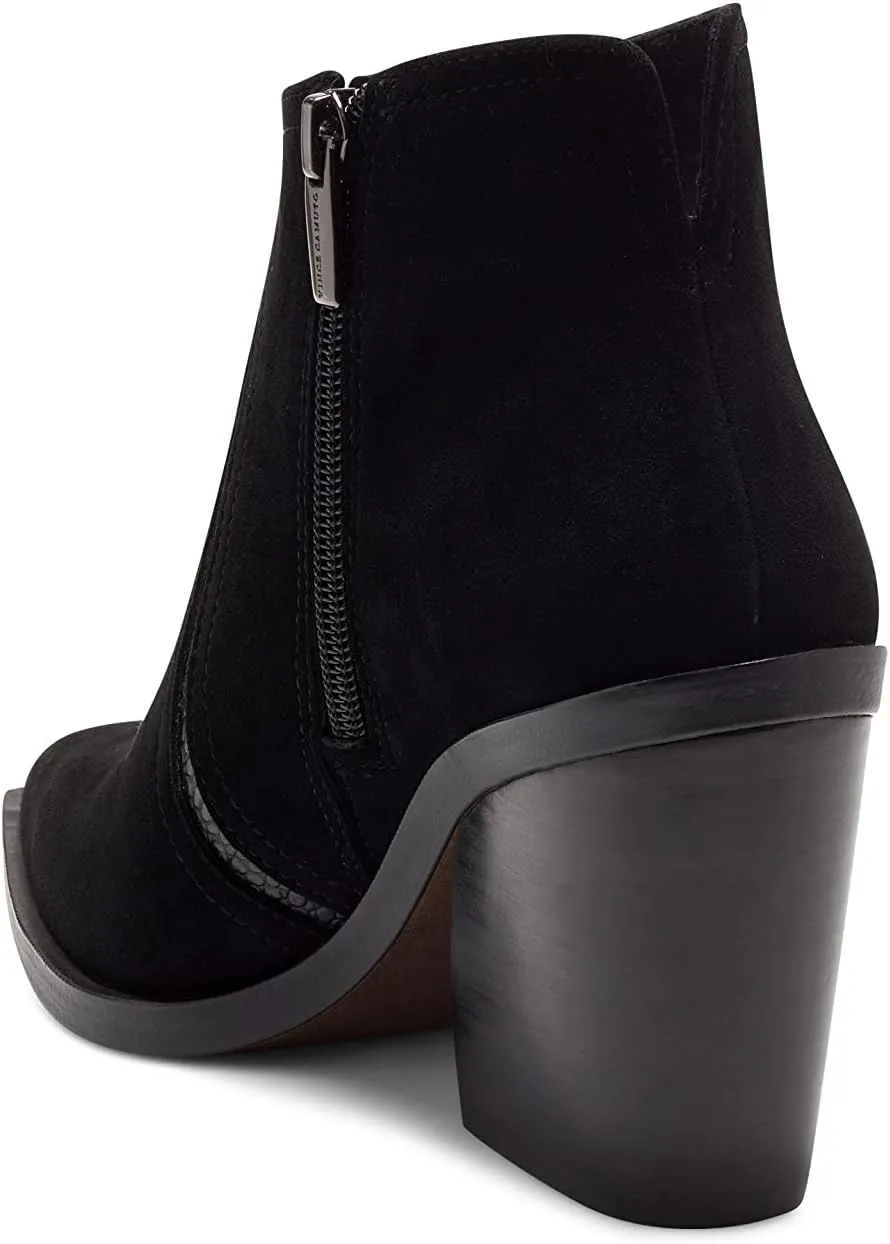Vince Camuto Womens Granda Suede Croco Print Trim Ankle Boots