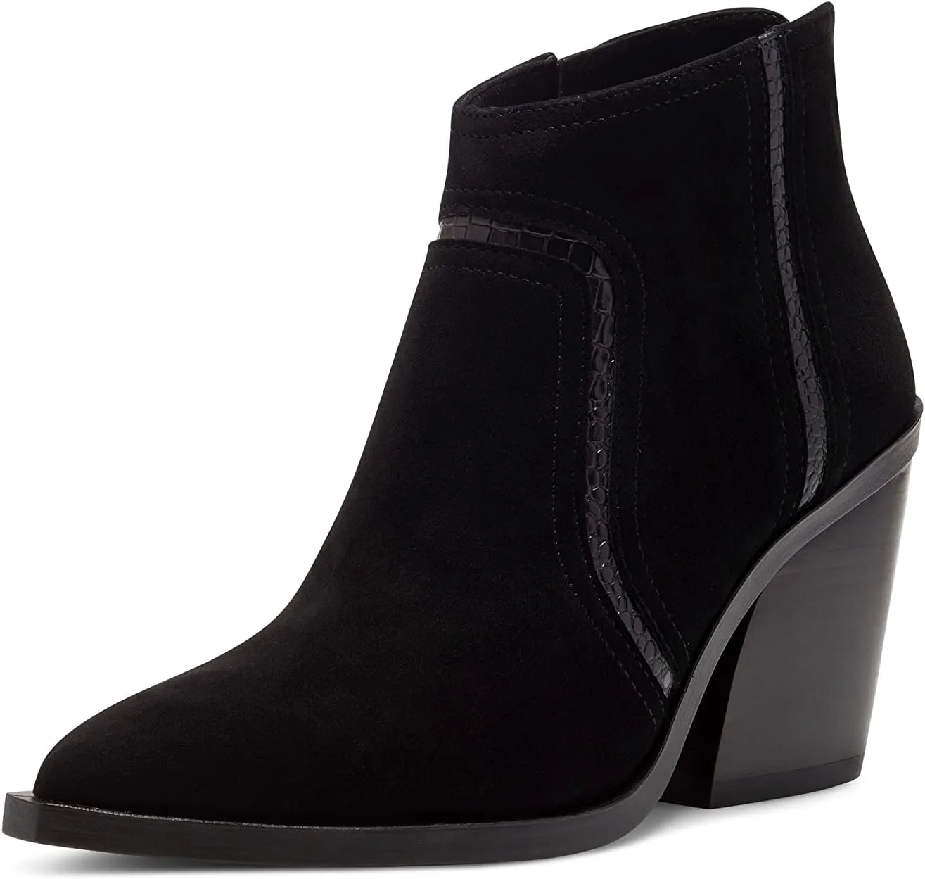 Vince Camuto Womens Granda Suede Croco Print Trim Ankle Boots