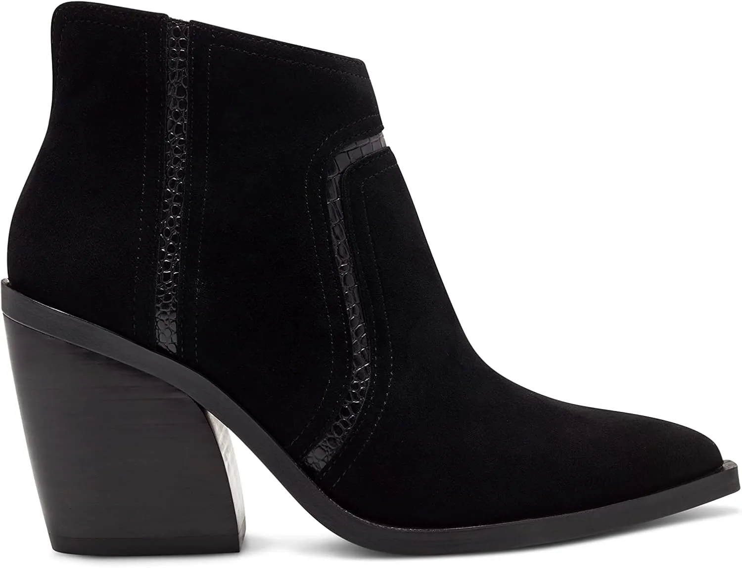 Vince Camuto Womens Granda Suede Croco Print Trim Ankle Boots