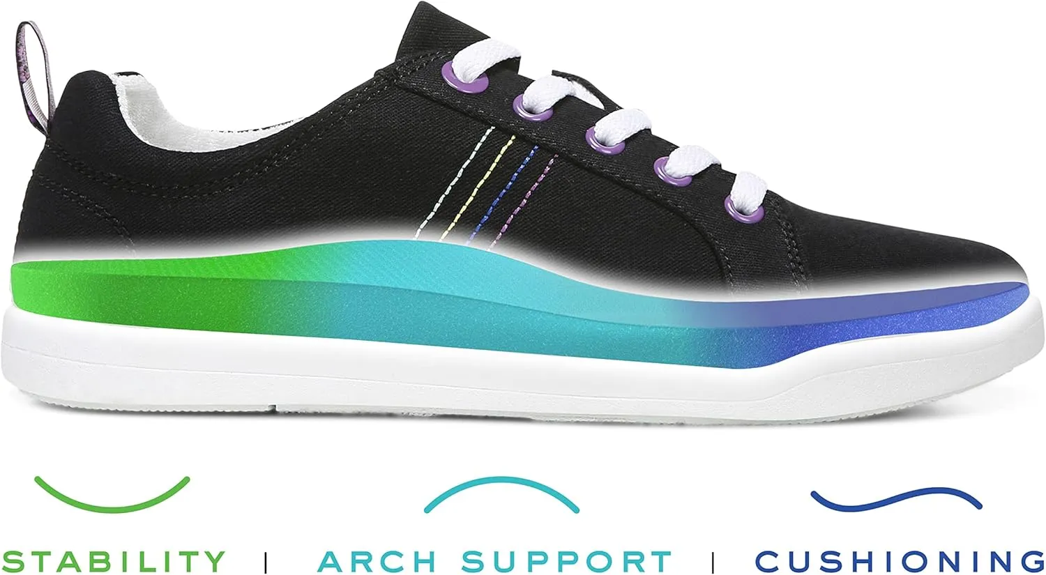 Vionic Beach Stinson Casual Women’s Lace Up Sneakers-Sustainable Shoes That Include Three-Zone Comfort with Orthotic Insole Arch Support, Machine Wash Safe- Sizes 5-11