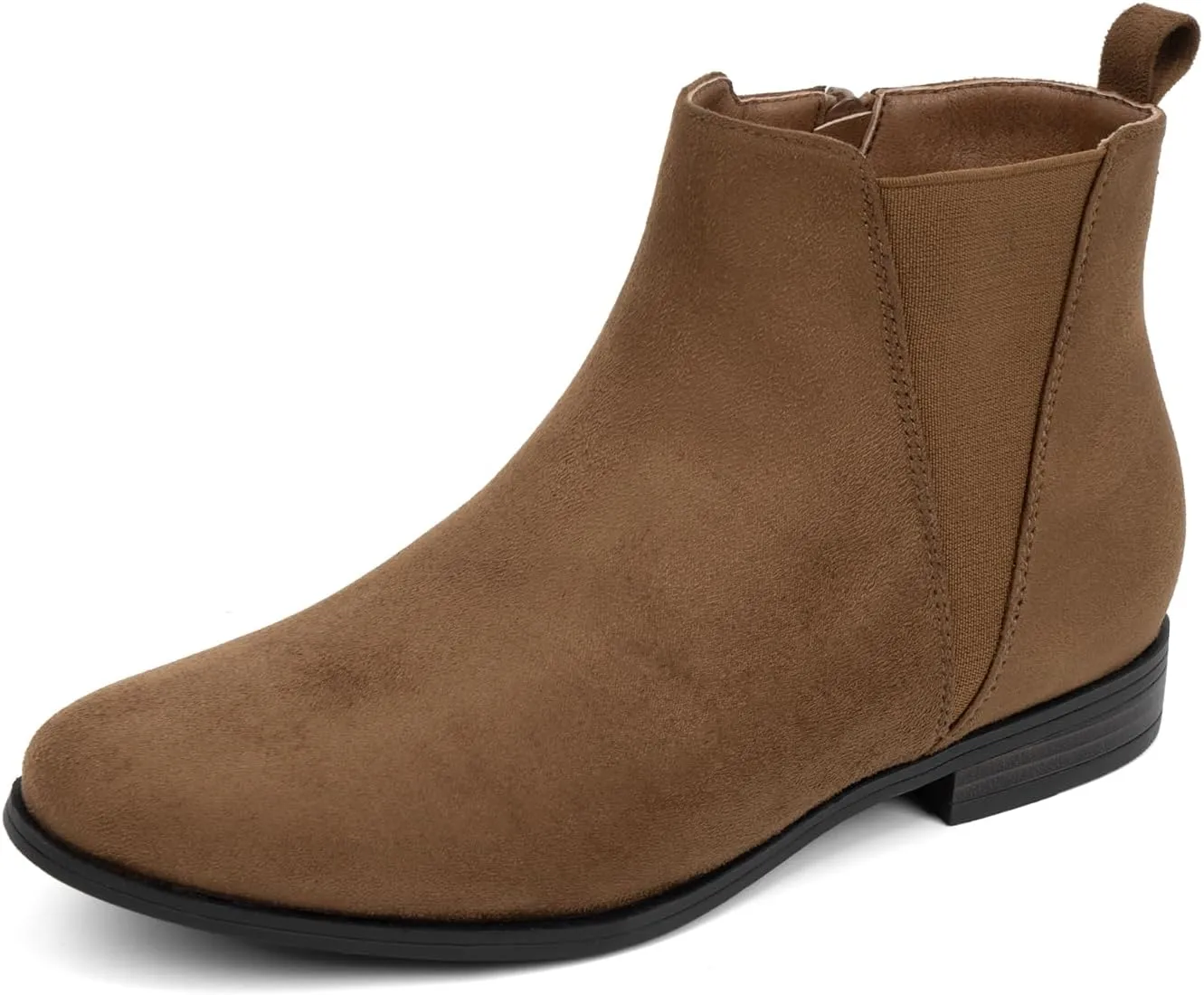 VJH confort Women's Chelsea Ankle Boots Low Heel Fashion Almond Toe Dress Booties with Side Zipper
