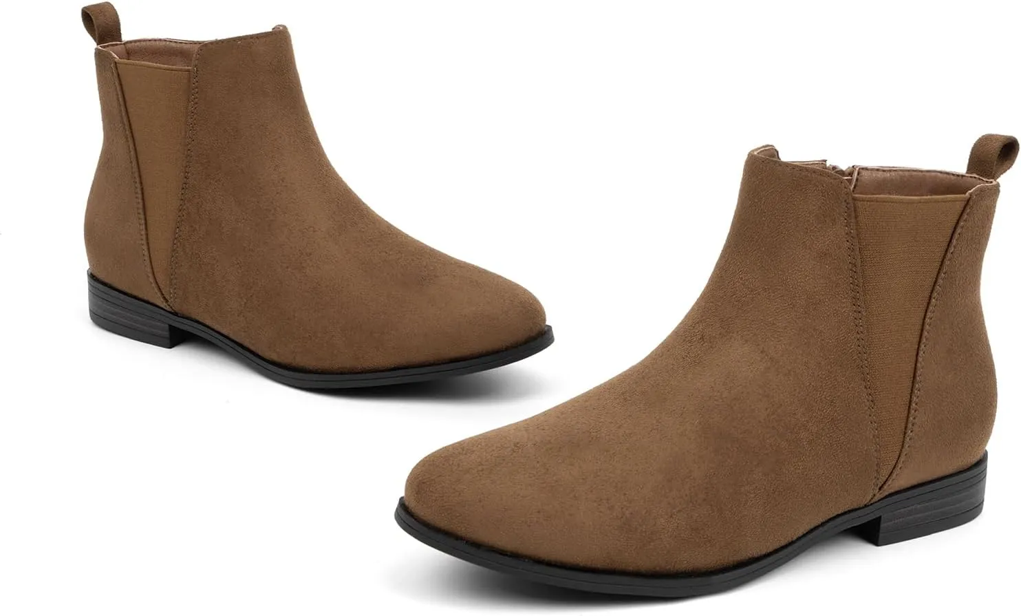 VJH confort Women's Chelsea Ankle Boots Low Heel Fashion Almond Toe Dress Booties with Side Zipper