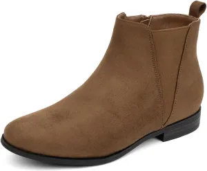 VJH confort Women's Chelsea Ankle Boots Low Heel Fashion Almond Toe Dress Booties with Side Zipper