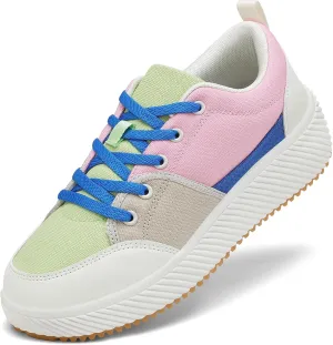 VZQ Platform Sneakers for Women,Comfortable Low Top Braided Womens Chunky Sneakers Casual Classic Tennis Shoes for Walking