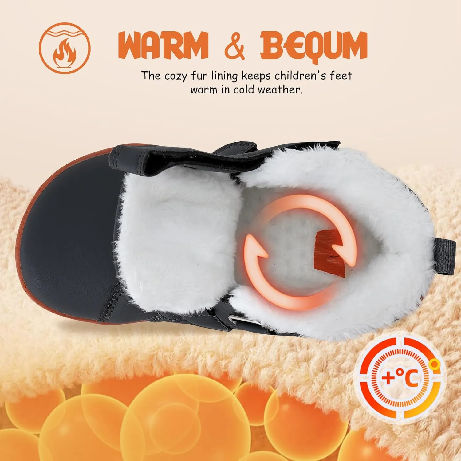 WateLves Toddler Little Kids Wide Barefoot Shoes Boys Girls Winter High Top Minimalist Sneakers Faux Fur Ankle Boots Leather Uniform Dress Shoes Naturally Splay