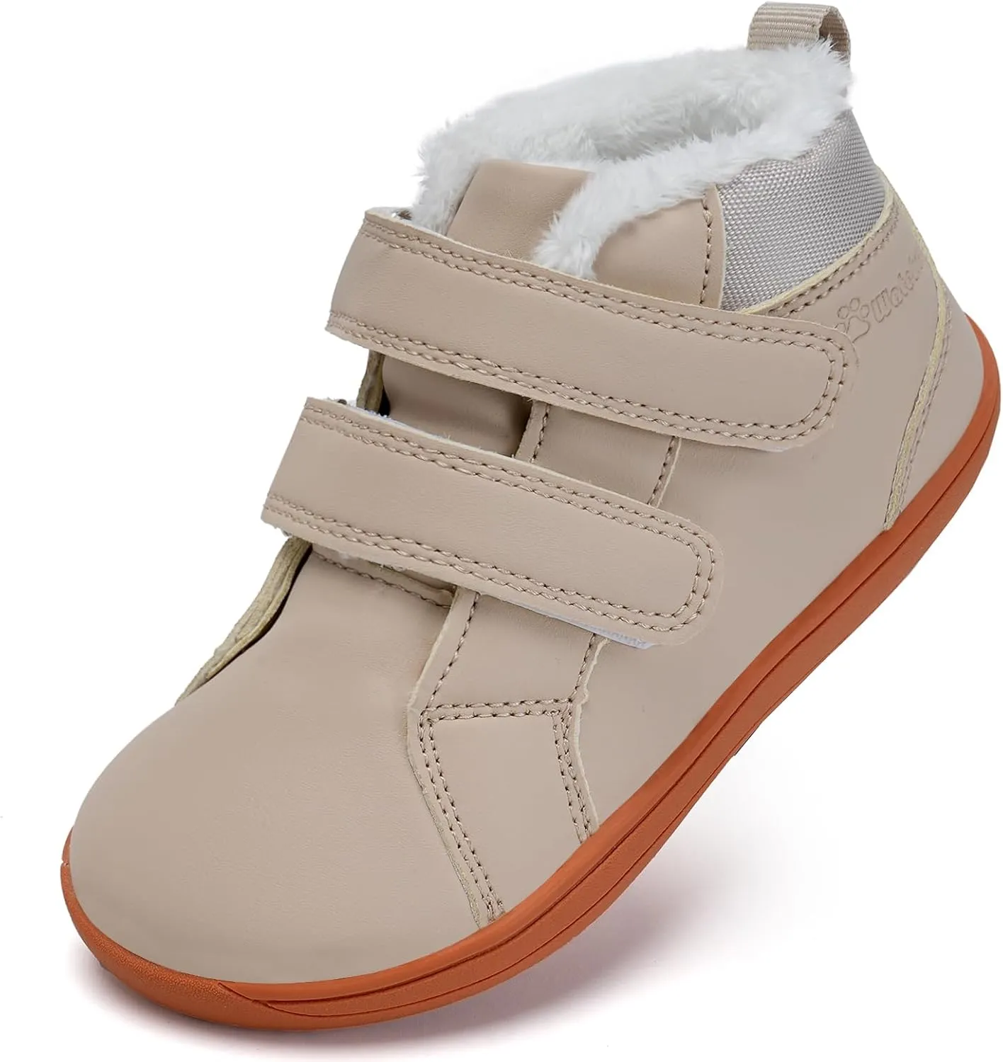 WateLves Toddler Little Kids Wide Barefoot Shoes Boys Girls Winter High Top Minimalist Sneakers Faux Fur Ankle Boots Leather Uniform Dress Shoes Naturally Splay