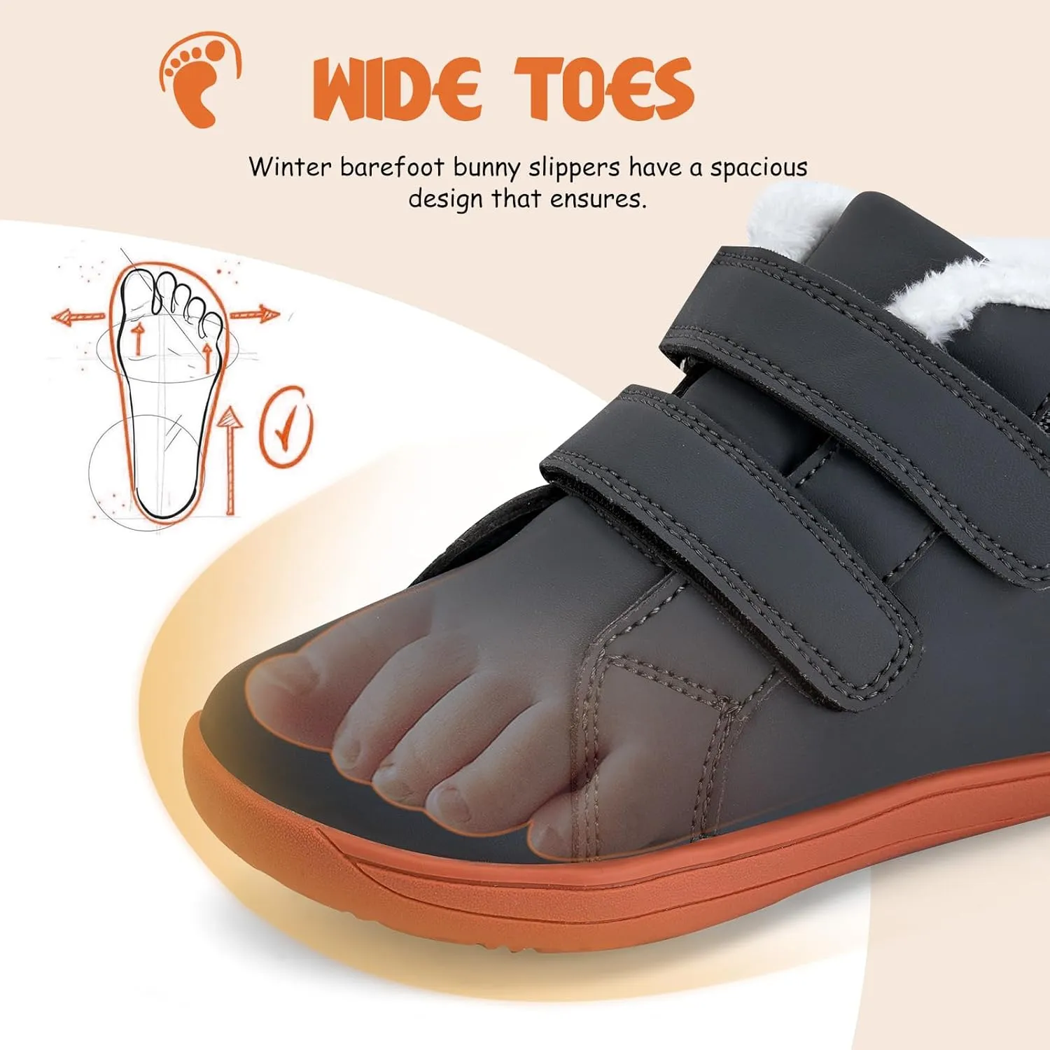 WateLves Toddler Little Kids Wide Barefoot Shoes Boys Girls Winter High Top Minimalist Sneakers Faux Fur Ankle Boots Leather Uniform Dress Shoes Naturally Splay